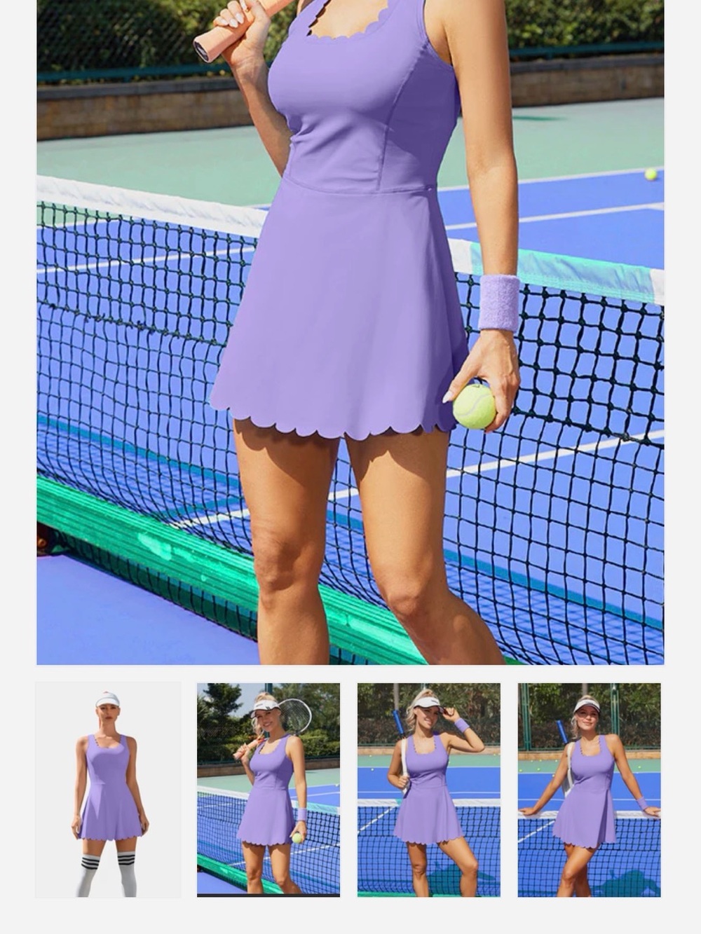 Blue Scallop-Edge Tennis Dress - Women's Activewear
